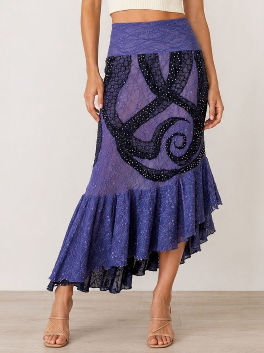 Handmade Goth Purple Octopus Tentacle Skirt - Size Small, Sequin Appliqué